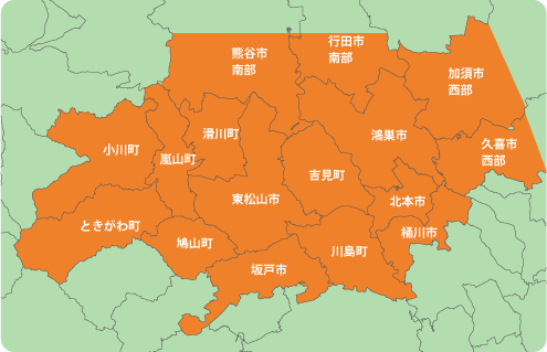 対応エリアの地図